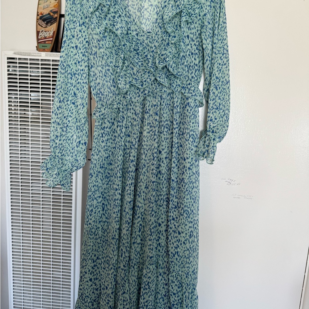 Zara Blue and Green Patterned Top